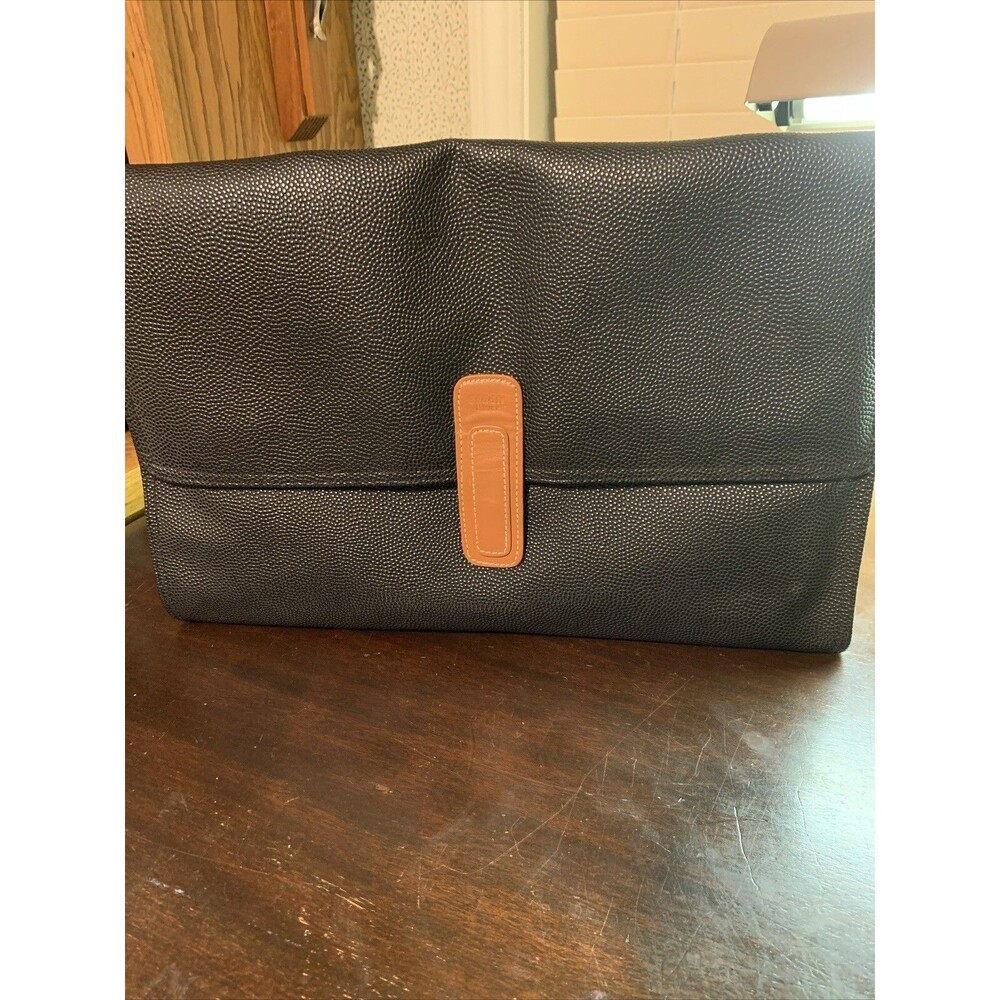 Saddle River Black Pebble Leather Business Envelope Bag 16x10.5x3